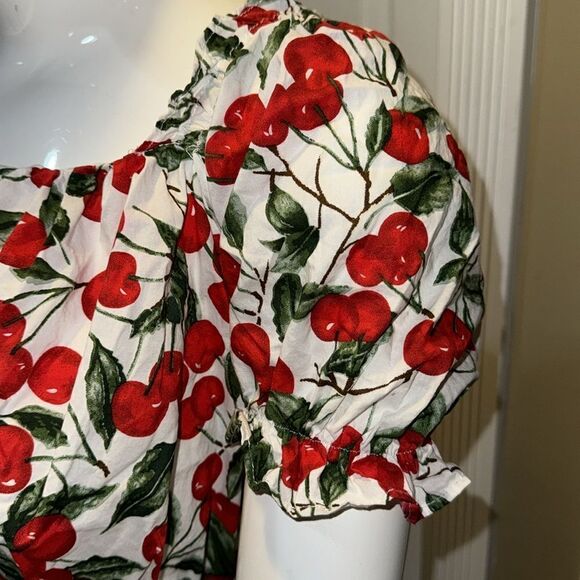 CIDER CHERRY BOW SHORT SLEEVE BLOUSE - Picture 6 of 9